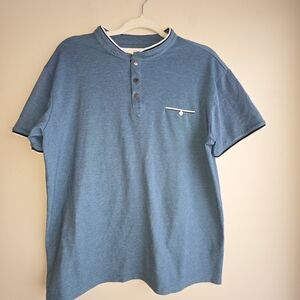 Men's Blue Polo Shirt with Button Details